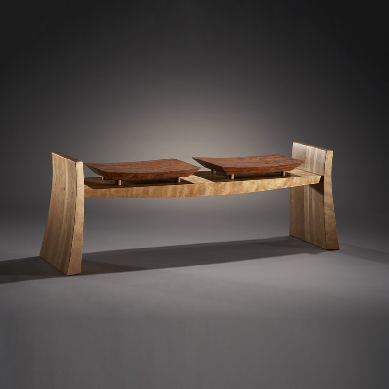 Sculptural Asian bench