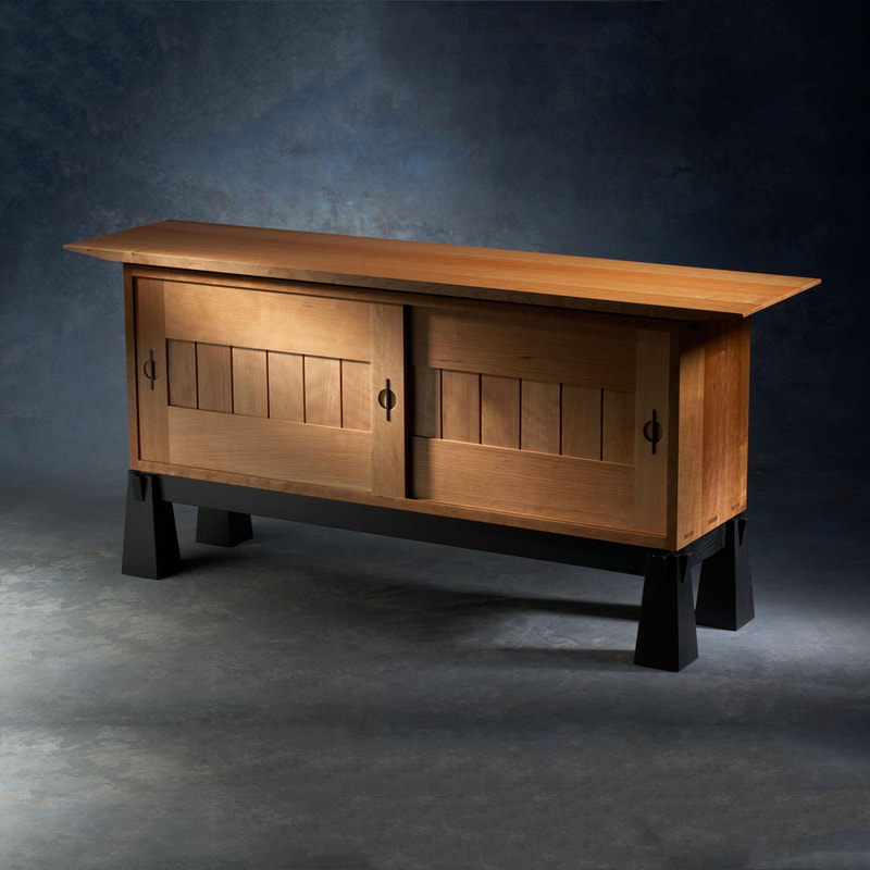 Asian designed cherry sideboard